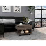 22" Dark Brown Manufactured Wood Rectangular Lift Top Coffee Table With Drawer - Homeroots