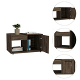 32" Dark Walnut Manufactured Wood Rectangular Coffee Table With Shelf - Homeroots - Flyclothing LLC