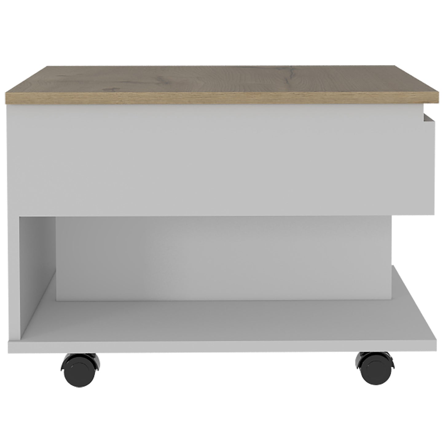 22" White And Light Oak Manufactured Wood Rectangular Coffee Table With Drawer - Homeroots - Flyclothing LLC