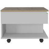 22" White And Light Oak Manufactured Wood Rectangular Coffee Table With Drawer - Homeroots - Flyclothing LLC