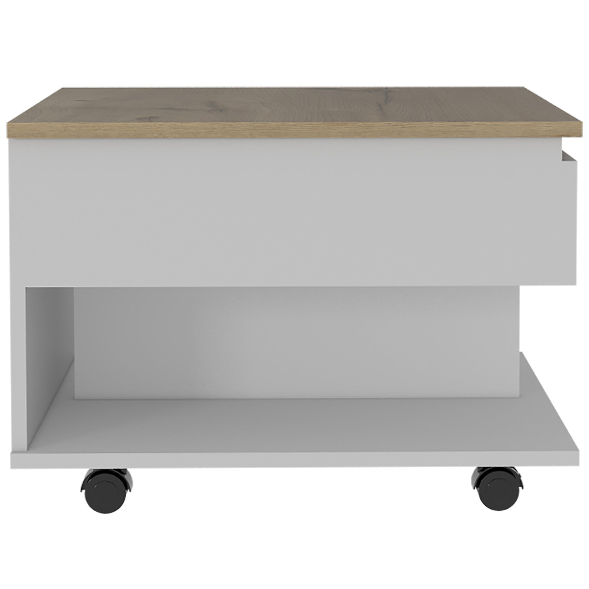 22" White And Light Oak Manufactured Wood Rectangular Coffee Table With Drawer - Homeroots - Flyclothing LLC