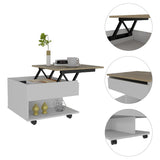 22" White And Light Oak Manufactured Wood Rectangular Coffee Table With Drawer - Homeroots - Flyclothing LLC