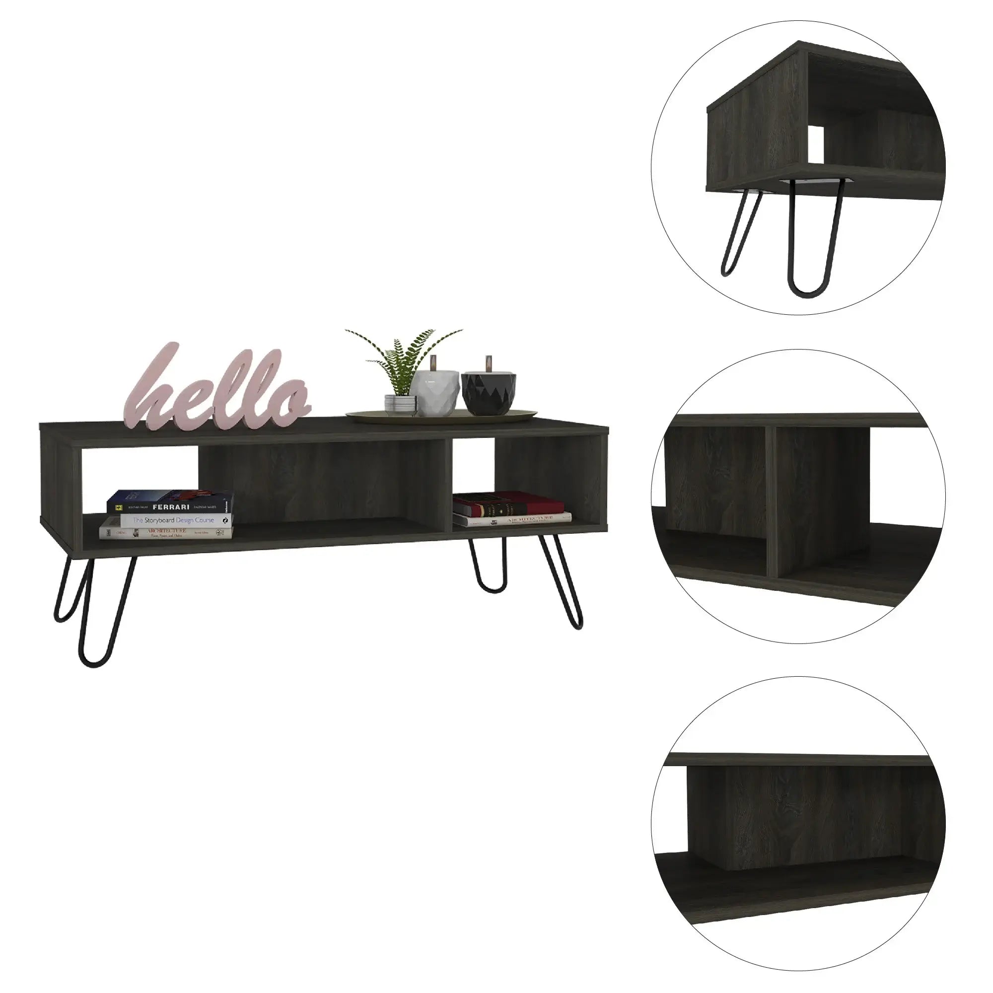 40" Carbon Espresso Manufactured Wood Rectangular Coffee Table - Homeroots - Flyclothing LLC