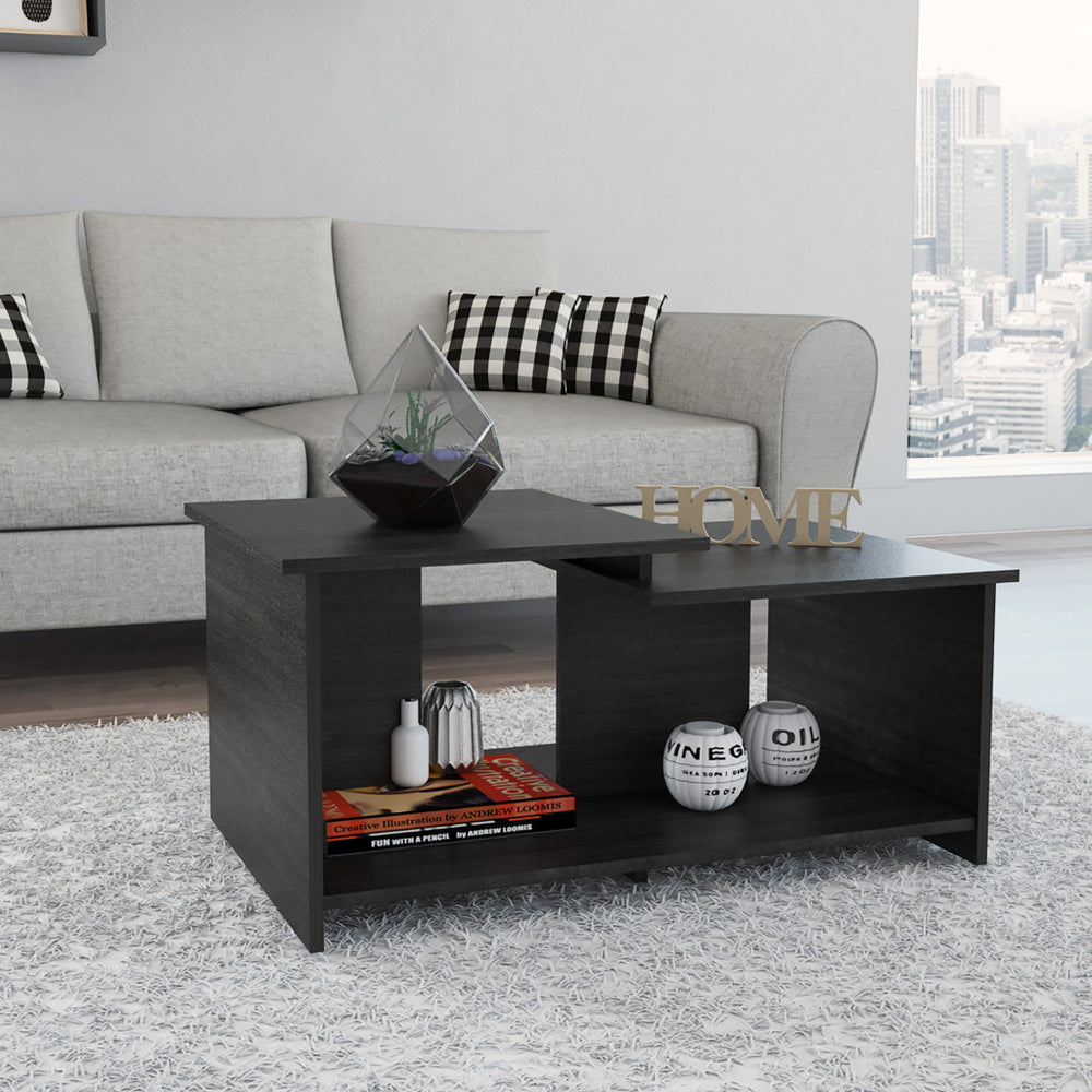 35" Black Manufactured Wood Rectangular Coffee Table - Homeroots - Flyclothing LLC