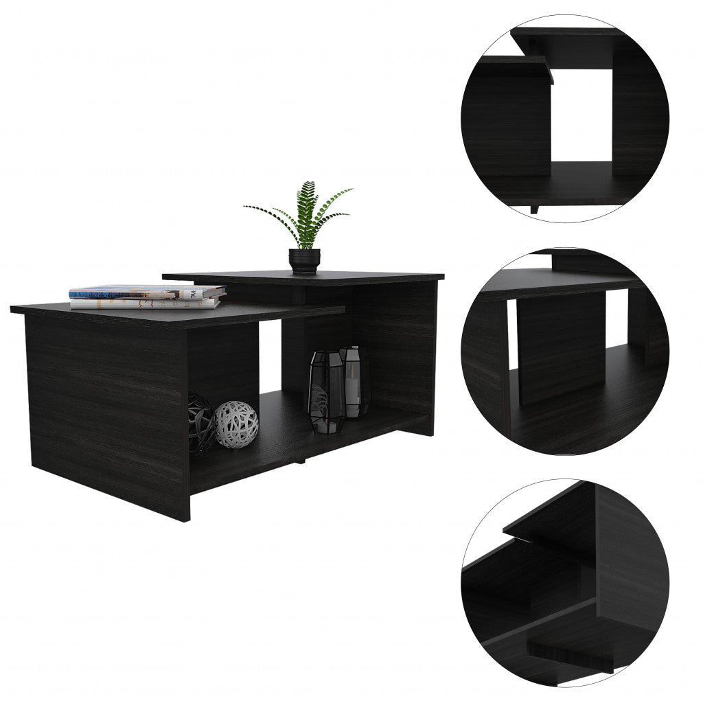 35" Black Manufactured Wood Rectangular Coffee Table - Homeroots - Flyclothing LLC