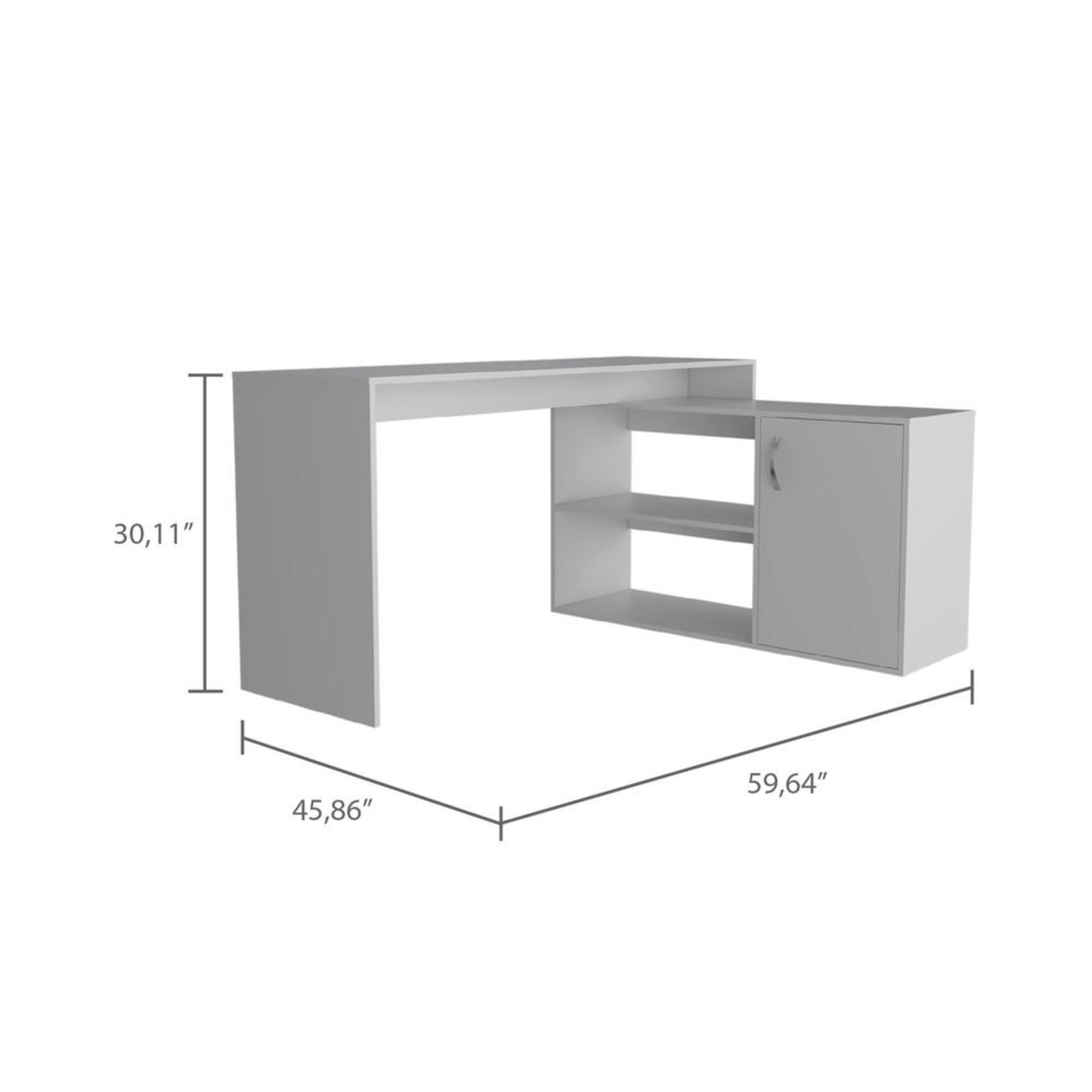 60" White L Shape Computer Desk - Homeroots - Flyclothing LLC