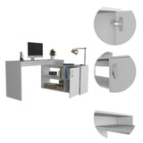 60" White L Shape Computer Desk - Homeroots