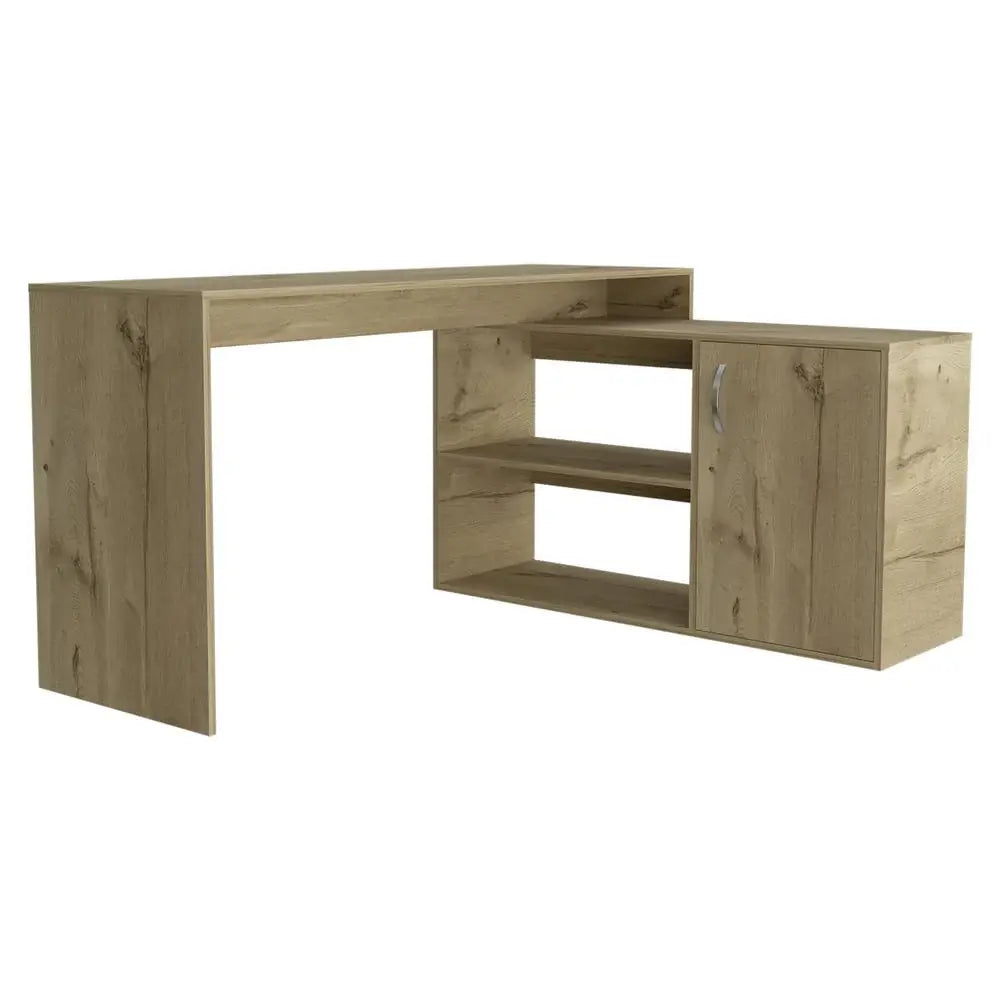 Sleek Light Oak L Shape Office Desk - Homeroots - Flyclothing LLC