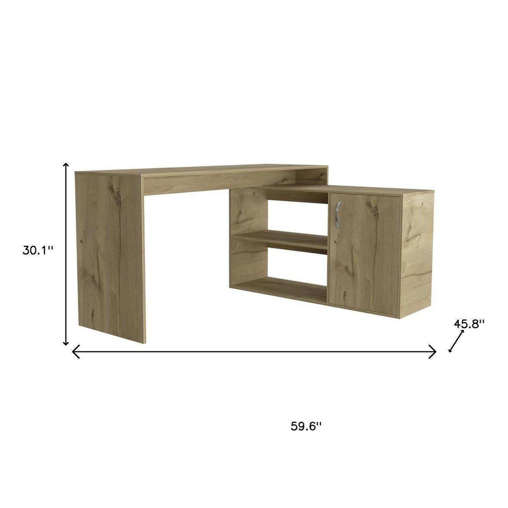 Sleek Light Oak L Shape Office Desk - Homeroots - Flyclothing LLC