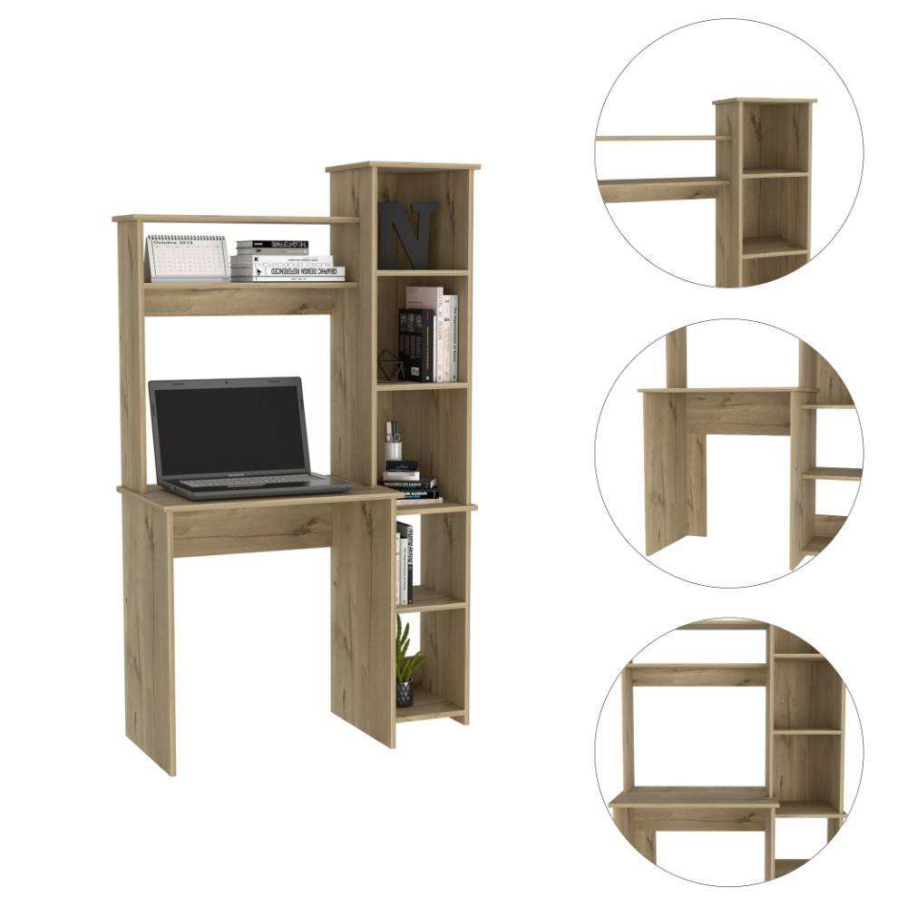 Modern Light Oak Office Desk with Storage Cabinet - Homeroots - Flyclothing LLC