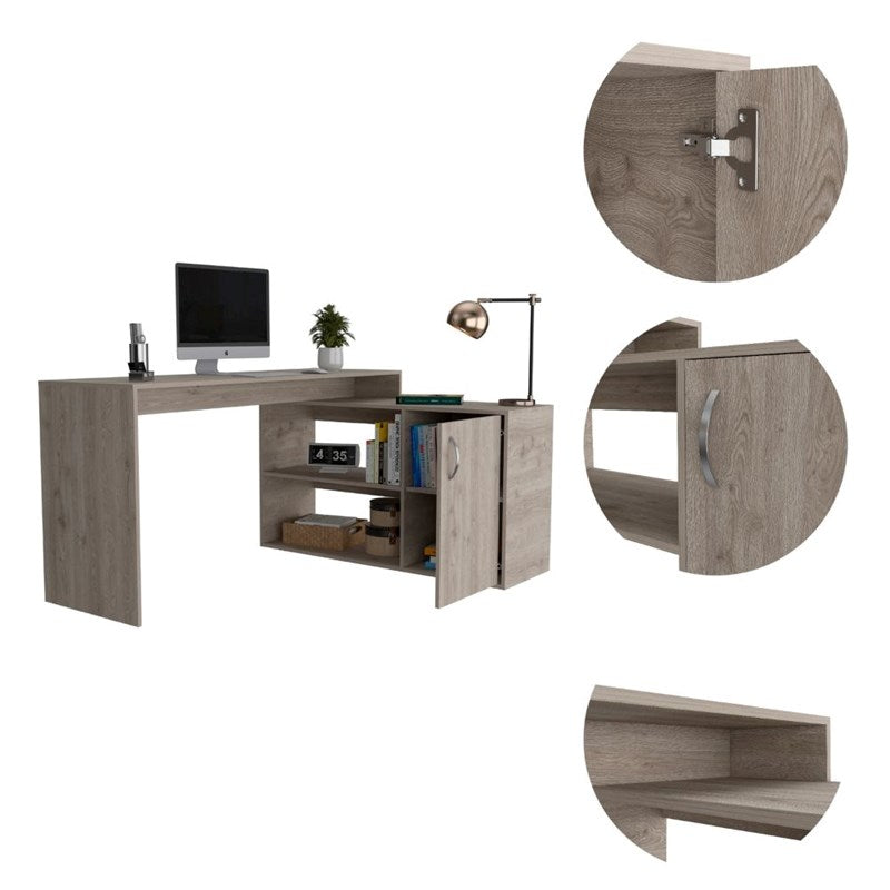 60" Light Gray L Shape Computer Desk - Homeroots - Flyclothing LLC