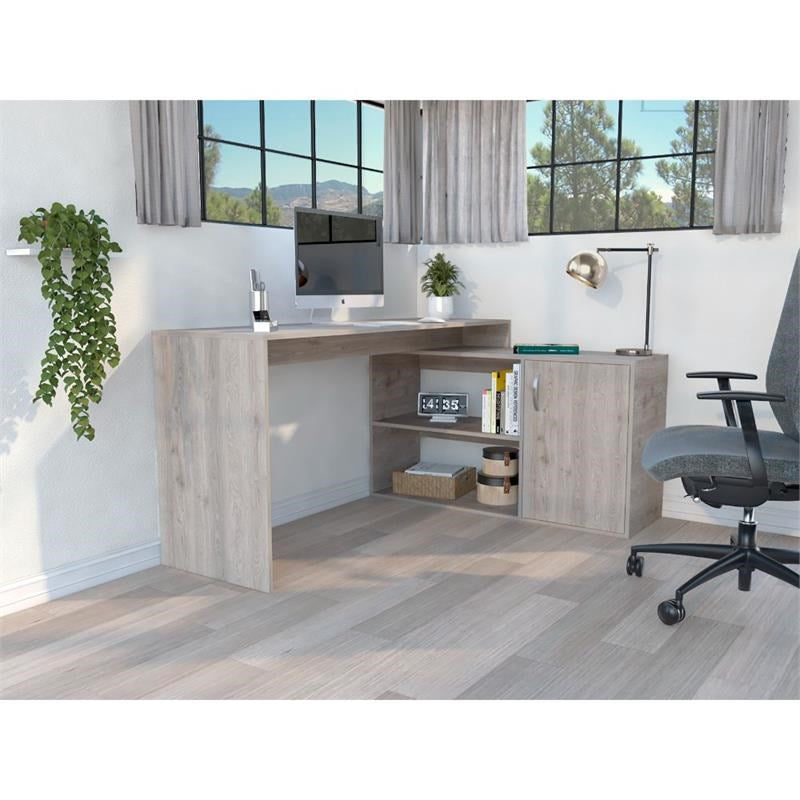 60" Light Gray L Shape Computer Desk - Homeroots - Flyclothing LLC
