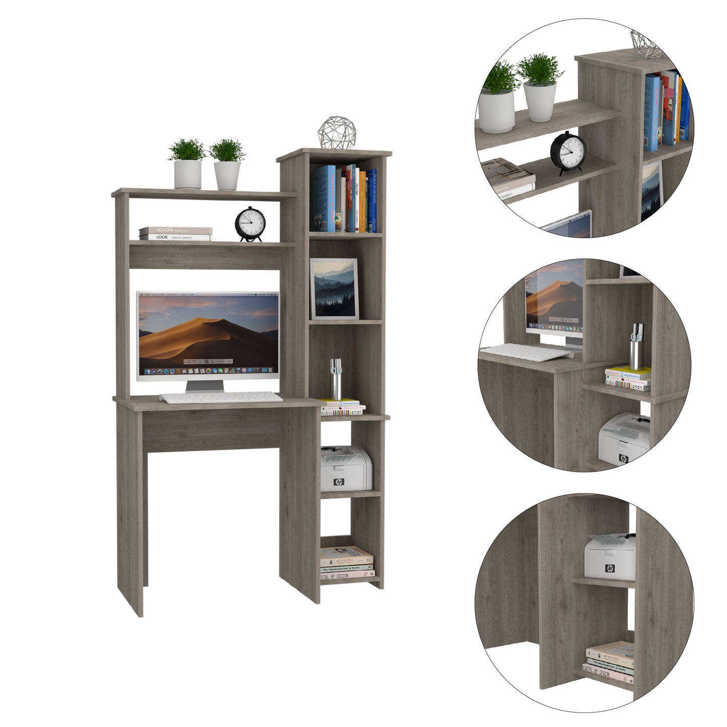 40" Light Gray Computer Desk - Homeroots - Flyclothing LLC
