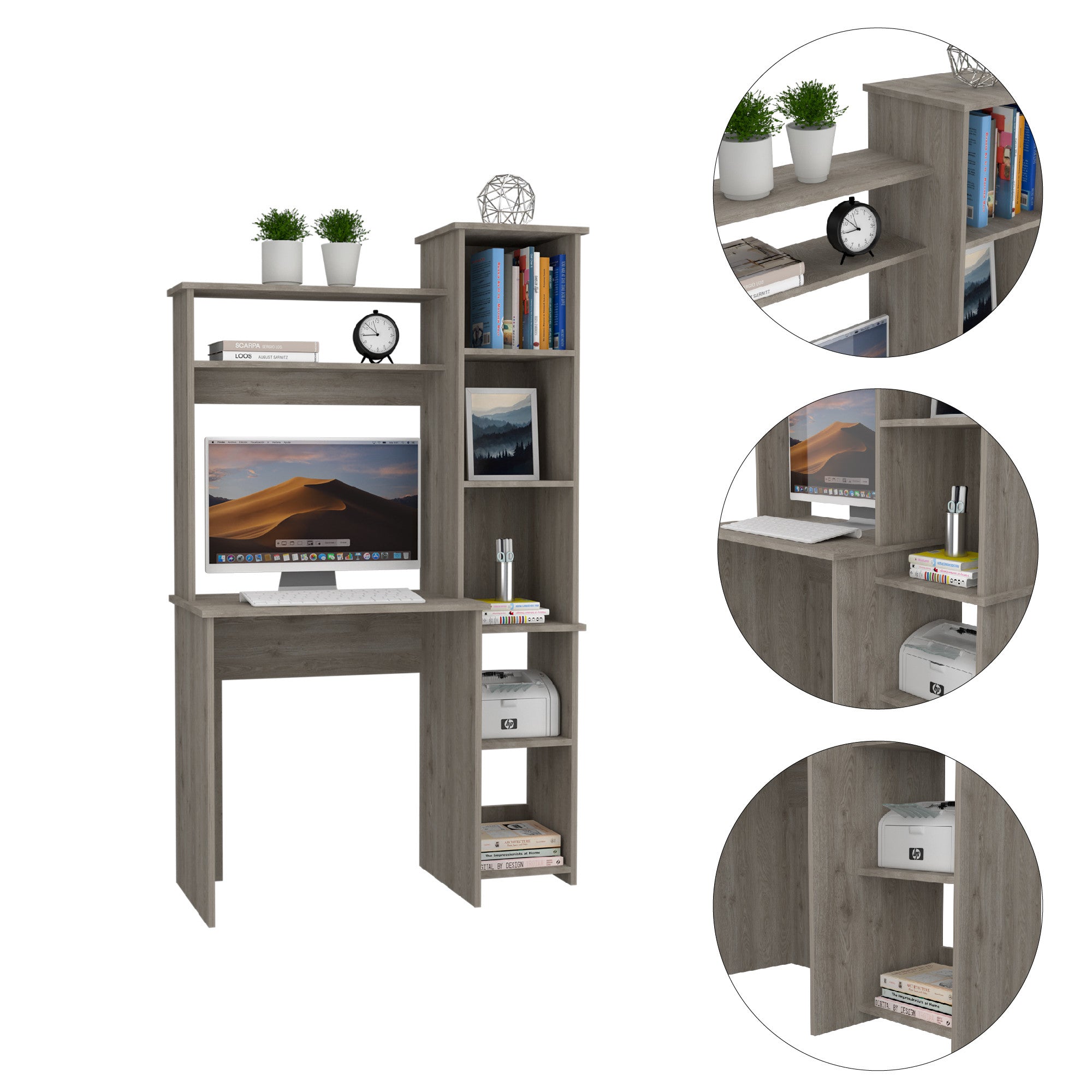 40" Light Gray Computer Desk - Homeroots - Flyclothing LLC