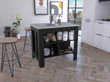 Modern Black Kitchen Island with a Marble Counter Top - Homeroots