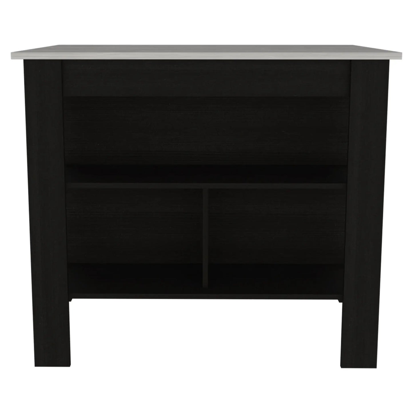 Modern Black Kitchen Island with a Marble Counter Top - Homeroots - Flyclothing LLC