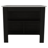 Modern Black Kitchen Island with a Marble Counter Top - Homeroots - Flyclothing LLC