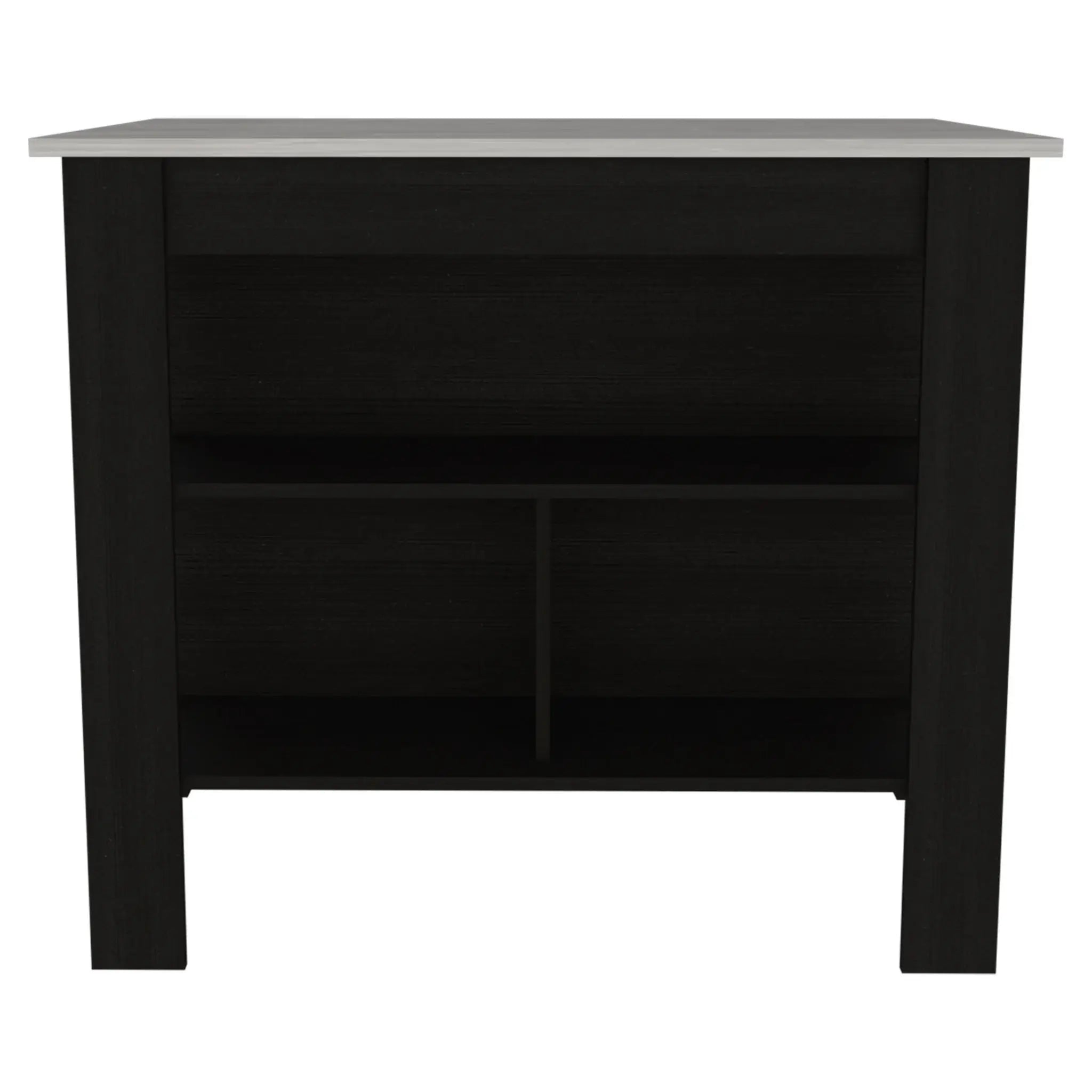 Modern Black Kitchen Island with a Marble Counter Top - Homeroots - Flyclothing LLC