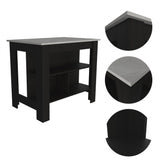 Modern Black Kitchen Island with a Marble Counter Top - Homeroots