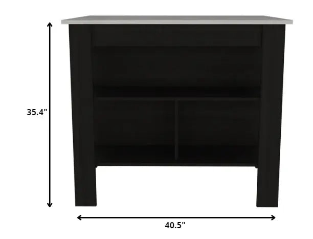 Modern Black Kitchen Island with a Marble Counter Top - Homeroots - Flyclothing LLC