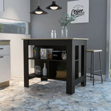 Modern Black Wengue and Light Oak Kitchen Island - Homeroots - Flyclothing LLC