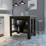 Modern Black Wengue and Light Oak Kitchen Island - Homeroots
