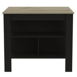 Modern Black Wengue and Light Oak Kitchen Island - Homeroots