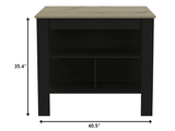 Modern Black Wengue and Light Oak Kitchen Island - Homeroots - Flyclothing LLC