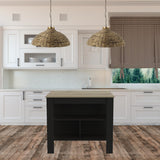 Modern Black Wengue and Light Oak Kitchen Island - Homeroots