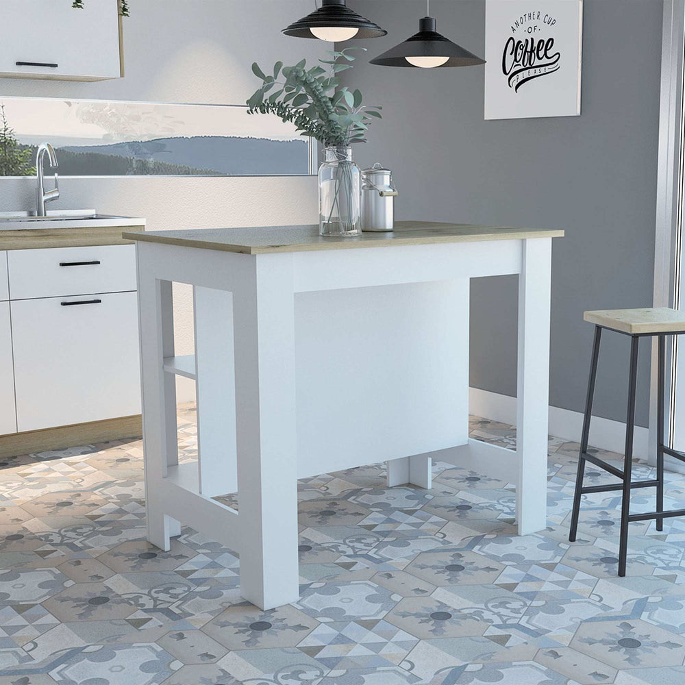 Modern White and Light Oak Kitchen Island - Homeroots - Flyclothing LLC