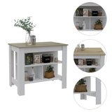 Modern White and Light Oak Kitchen Island - Homeroots