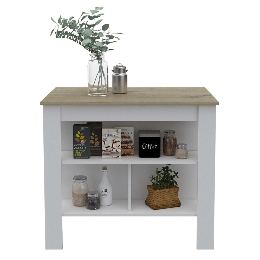 Modern White and Light Oak Kitchen Island - Homeroots - Flyclothing LLC