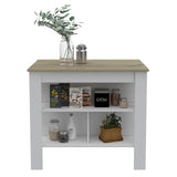Modern White and Light Oak Kitchen Island - Homeroots