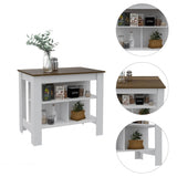 Modern White and Caramel Kitchen Island - Homeroots