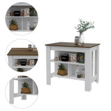 Modern White and Caramel Kitchen Island - Homeroots