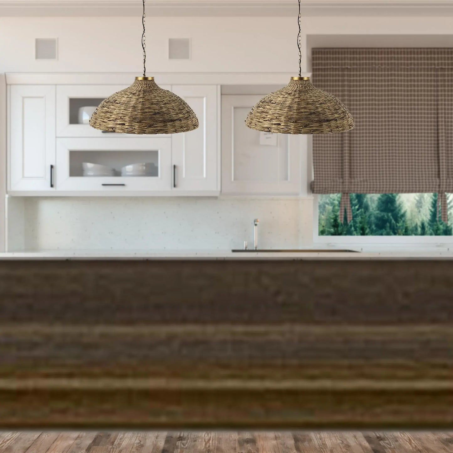 Modern White and Caramel Kitchen Island - Homeroots - Flyclothing LLC