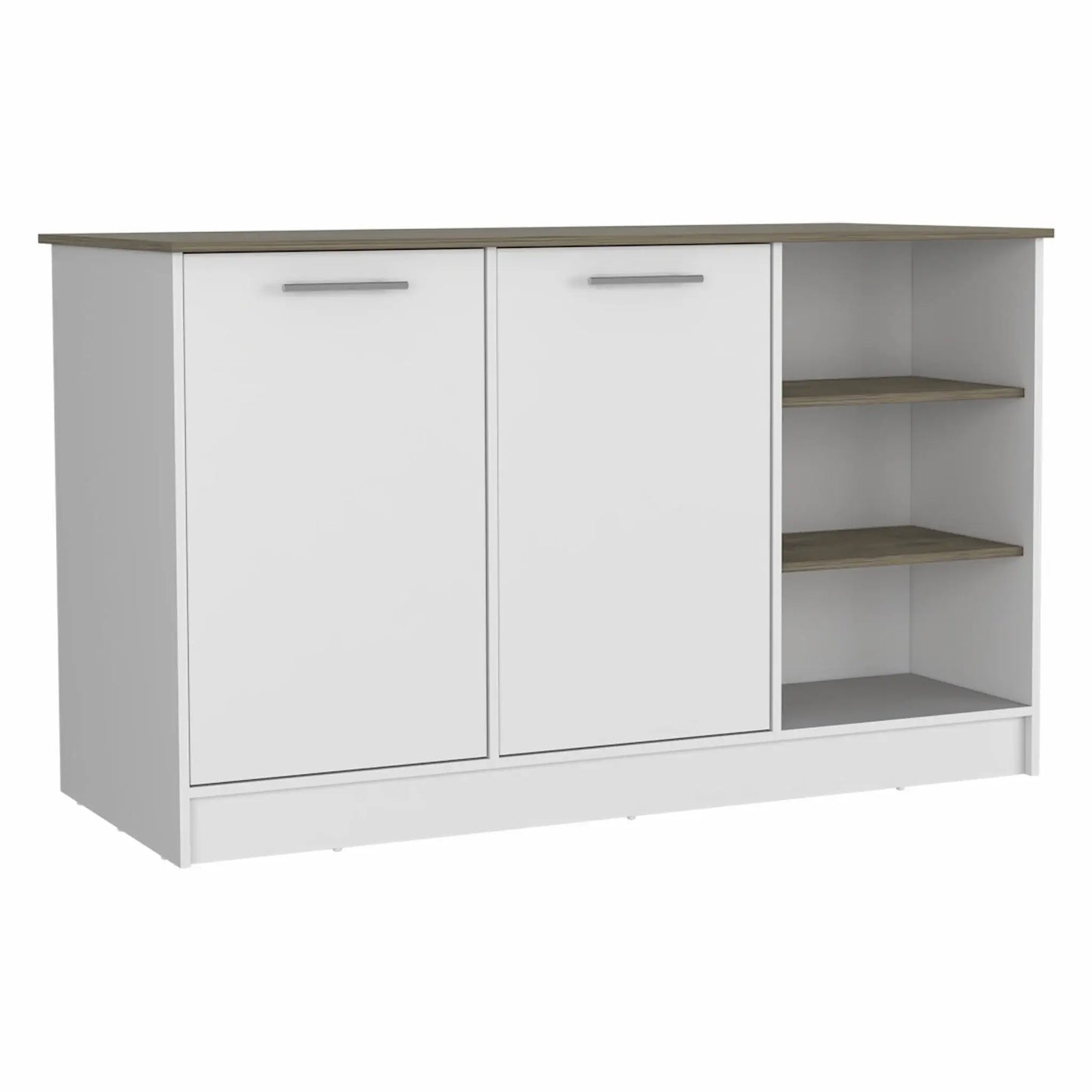 Sleek and Modern White and Dark Brown Kitchen Island - Homeroots - Flyclothing LLC