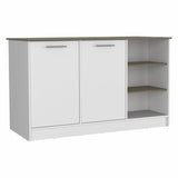 Sleek and Modern White and Dark Brown Kitchen Island - Homeroots - Flyclothing LLC
