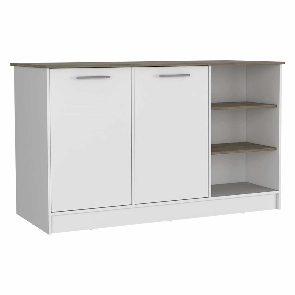 Sleek and Modern White and Dark Brown Kitchen Island - Homeroots - Flyclothing LLC