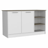 Sleek and Modern White and Dark Brown Kitchen Island - Homeroots