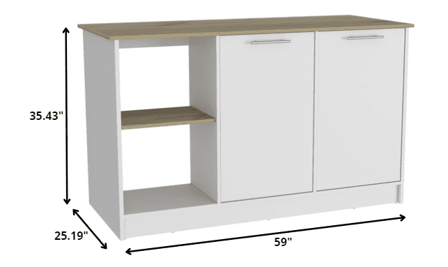 Sleek and Modern White and Light Oak Kitchen Island - Homeroots - Flyclothing LLC