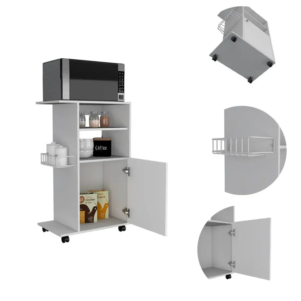 Contemporary White Rolling Kitchen Cart - Homeroots - Flyclothing LLC