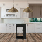 Sleek Black and Light Oak Portable Kitchen Cart - Homeroots - Flyclothing LLC