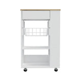 Sleek White and Light Oak Portable Kitchen Cart - Homeroots - Flyclothing LLC