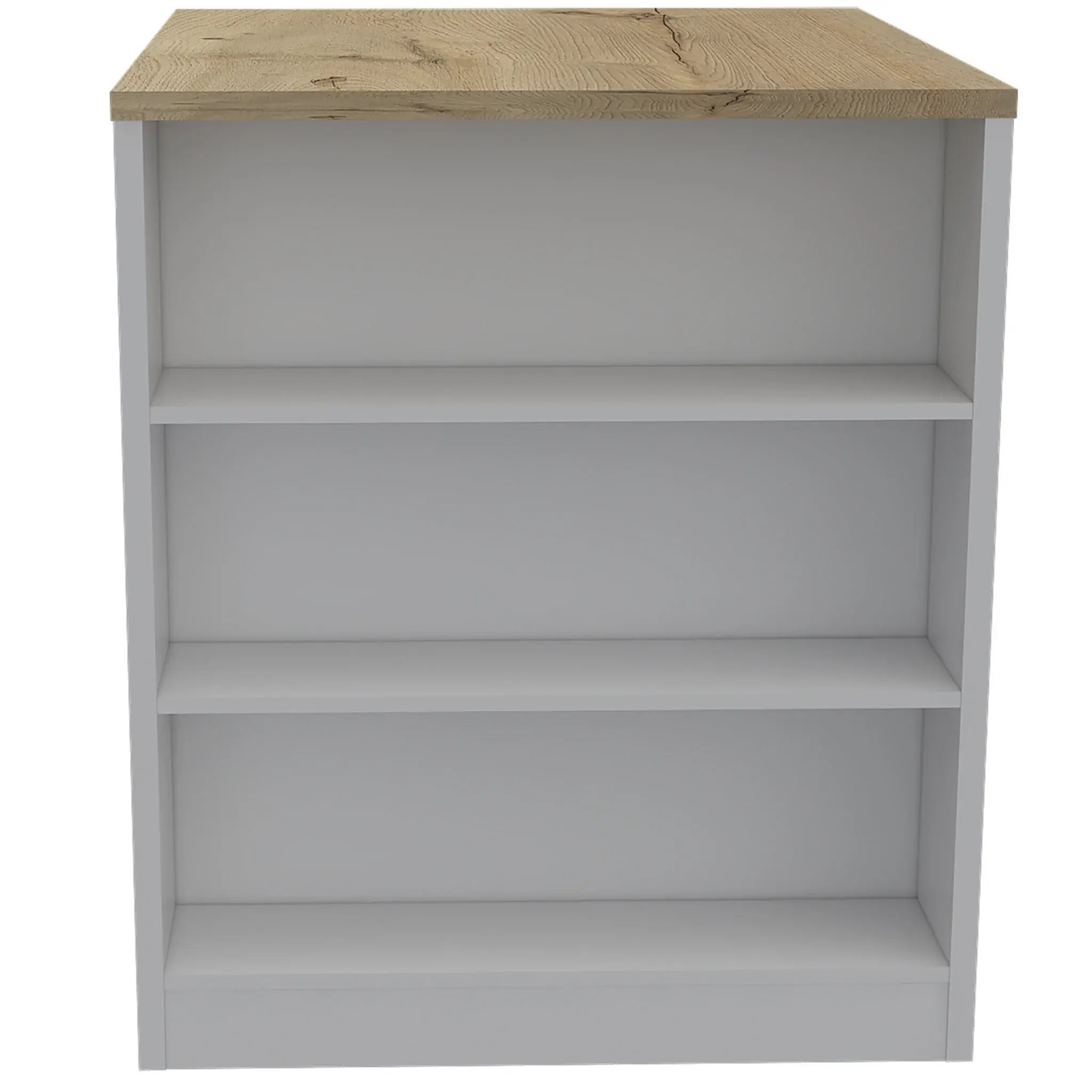 Stylish White and Pine Kitchen Counter and Dining Table Combination - Homeroots - Flyclothing LLC