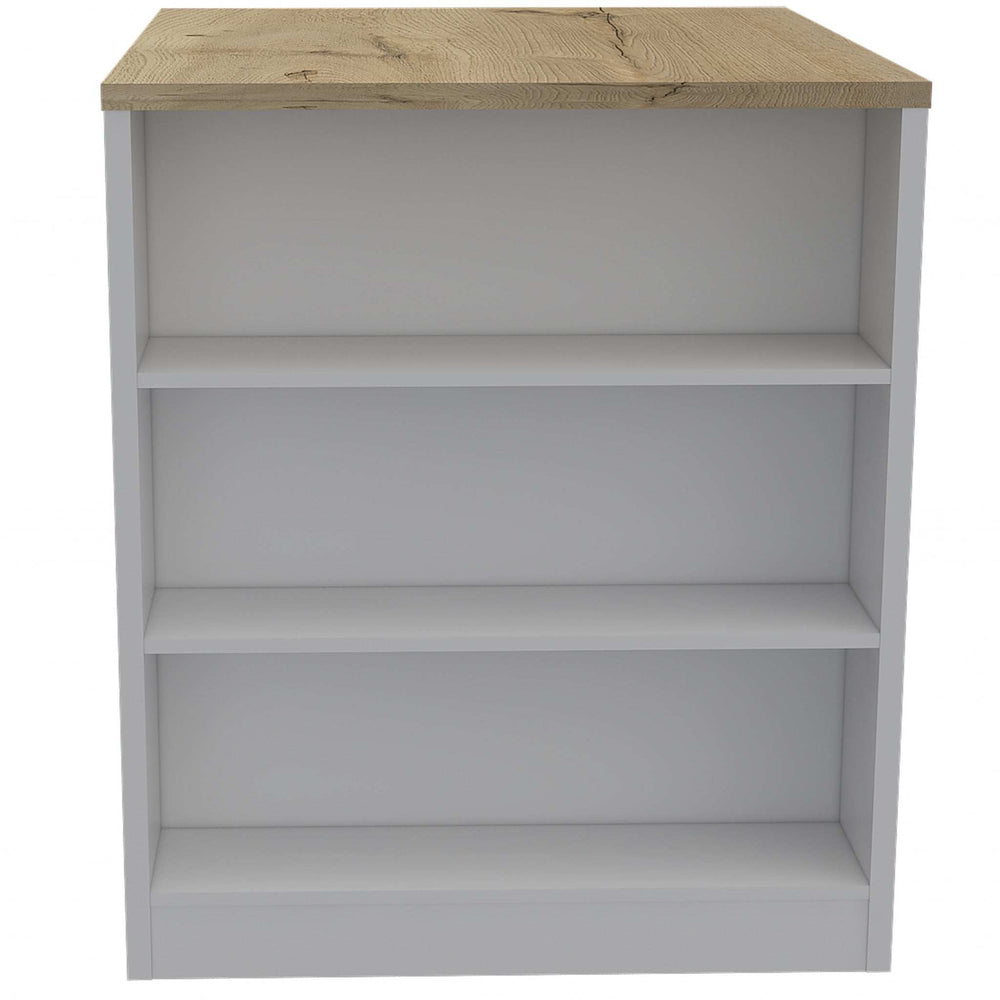 Stylish White and Pine Kitchen Counter and Dining Table Combination - Homeroots - Flyclothing LLC