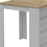 Stylish White and Pine Kitchen Counter and Dining Table Combination - Homeroots - Flyclothing LLC