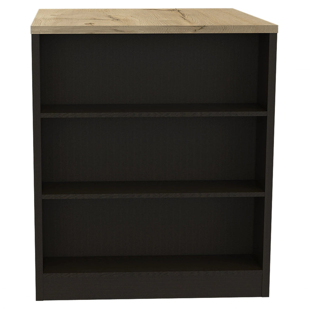 Stylish Black Wengue and Pine Kitchen Counter and Dining Table Combination - Homeroots