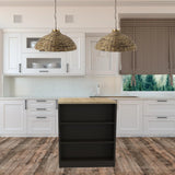 Stylish Black Wengue and Pine Kitchen Counter and Dining Table Combination - Homeroots