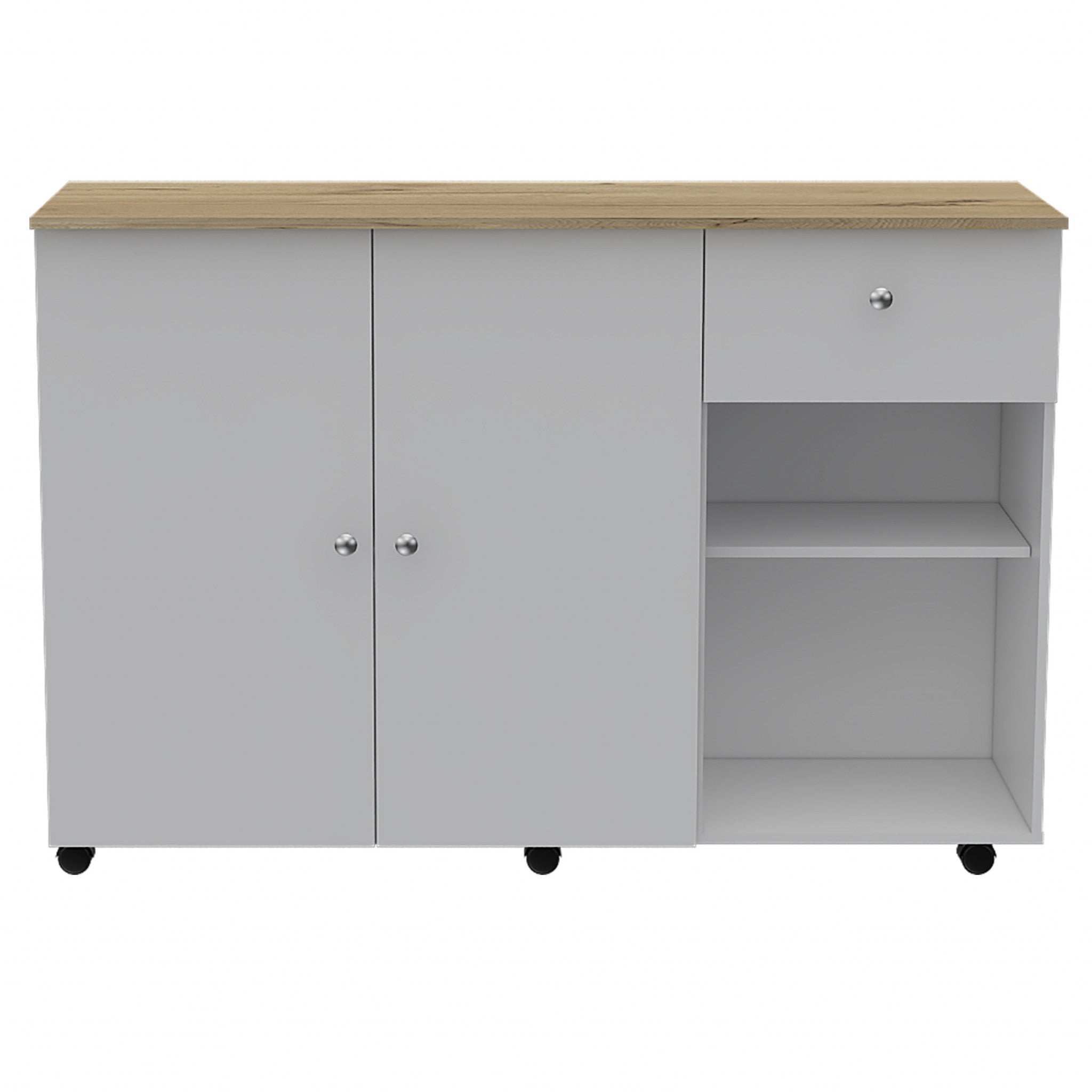Sleek and Modern White Pine Kitchen Island Cart - Homeroots - Flyclothing LLC